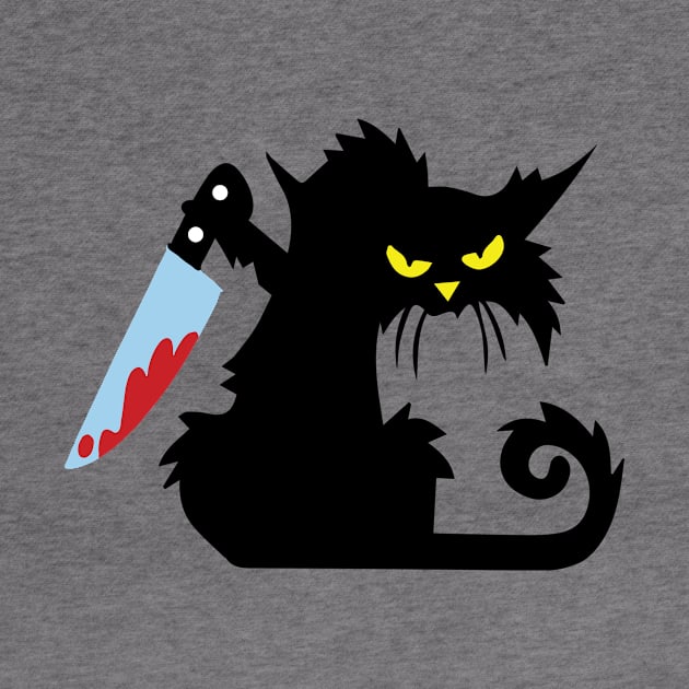 Mad Cat Bloody Knife by HBfunshirts